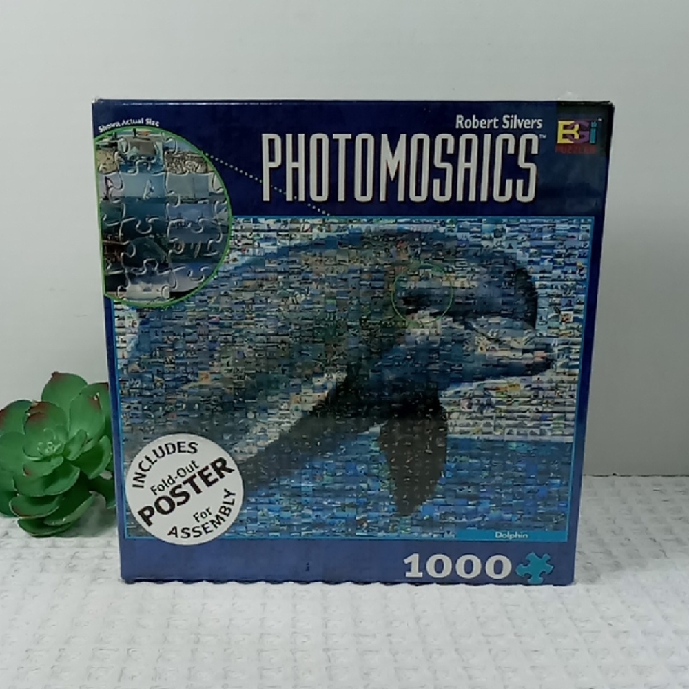 NIB Buffalo Games Robert Silvers Photomosaics Puzzle 1026 Pc Dolphin With Poster